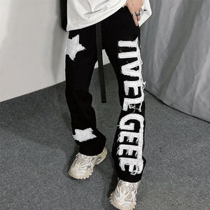 Pantalones Jogger de Algodón Francés con Apliques Personalizados de Alta Calidad, Pantalones Deportivos Anchos y Holgados con Estampado Puff para Hombre - Product Image 1