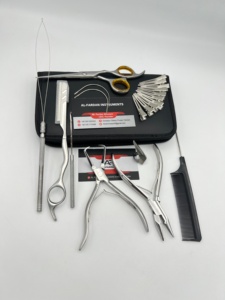 Professional Hair Extension Tools <b>Kits</b> Mirror Polish Sustainable Stainless Steel Eco-Friendly Plier Hair Comb Razor Loop Scissor - Product Image 3