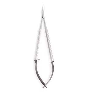 Micro-ciseaux Castroviejo à manche plat, courbés/droits, longueur 18 cm/7 po, tranchants, en acier inoxydable, pour usage ophtalmique - Product Image 1