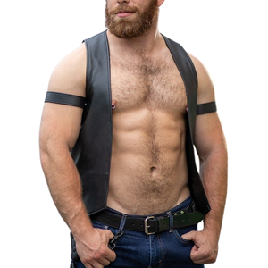 Camisas Formales de Cuero Negro para Hombre de Alta Calidad con Cierre Frontal y Diseño sin Mangas para un Estilo Moderno y Elegante - Product Image 1