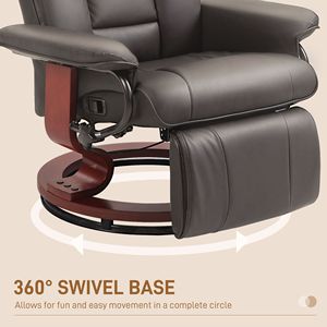 Modern Brown PU Leather Swivel <b>Recliner</b> Armchair with Footrest for Living Room RV <b>Recliner</b> Chair - Product Image 6