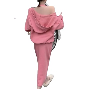 Conjunto de Top corto para mujer, Sudadera de cuello alto para mujer, conjunto de pantalones de chándal para otoño, traje deportivo ajustado con mangas largas elásticas - Product Image 2