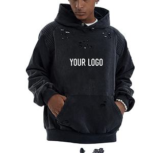 Sweat à capuche impression bouffante de haute qualité logo personnalisé 500G 100% coton polaire lourde vierge surdimensionné grande taille sweats à capuche pour hommes - Product Image 1