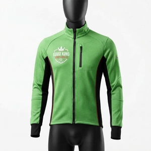 Veste de cyclisme d'hiver coupe-vent en toile sur mesure grande taille, style sportif, avec col montant et logo frontal, coupe régulière, style ajusté - Product Image 1
