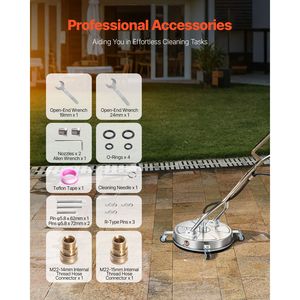 Nettoyeur de surface à pression en acier inoxydable de 18 pouces, accessoire pour nettoyeur haute pression, 4000 PSI max, 4 roues, connexion rapide 3/8 - Product Image 6