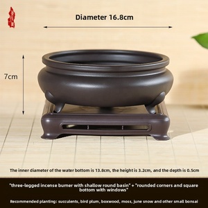 Maceta de Resina Plástica de Tres Patas, Estilo Chino, en Forma de Tambor, para Uso en Escritorio <span class=keywords><strong>con</strong></span> Plantas Suculentas y Bonsáis - Product Image 4