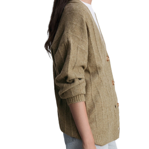 Cardigan décontracté pour femme, col en V, tricot côtelé, boutonné, manches longues, respirant, chaud, doux, confortable, luxueux, automne-hiver - Product Image 2
