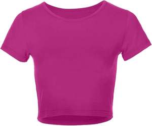 Blusa informal de verano para mujer, camiseta con cuello redondo, poliéster, spandex, linda, de manga corta, ligera. - Product Image 1