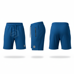 Men's Mid Waist Drawstring Bermuda <b>Shorts</b> Solid Color Casual Wear with <b>Zipper</b> Pockets Quick Dry Knitted Fabric - Product Image 2