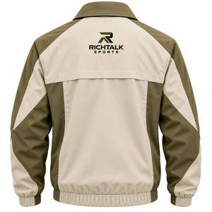 Windproof <b>Racer</b> <b>Jacket</b> Solid Color Stand Collar Embroidery Zipper Front Sporty Style Winter Wear - Product Image 2