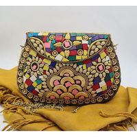Bolso de Mano de Lujo para Fiesta con Acabado Plateado Antiguo y Cristales, Accesorios de Moda para Mujer, RR ENTERPRISES