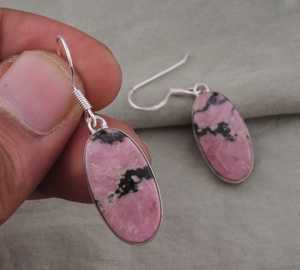 Handmade Rhodonite Dangle Earrings 925 Sterling Silver Gold Plated Natural Pink Gemstone Boho Jewelry Women Gift for Party - Product Image 3