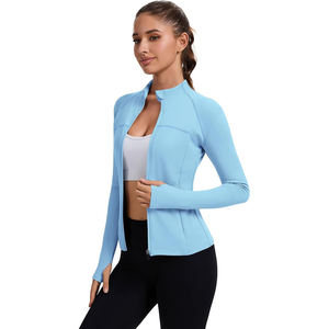Veste athlétique ajustée pour femme, manches longues, demi-zip, tissu extensible léger, vêtements de sport pour yoga et course à pied - Product Image 4