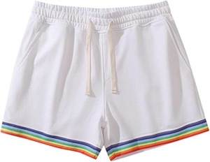 Mens <b>Rainbow</b> Shorts Summer Solid Stripe <b>Rainbow</b> Short Pants Drawstring Loose Casual Sports Running Gym Shorts for Men - Product Image 3