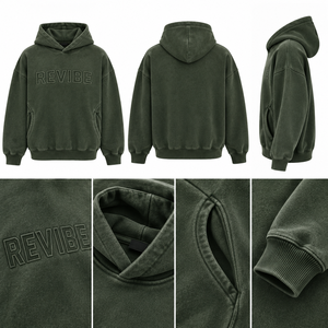 เสื้อฮู้ดดี้โอเวอร์ไซส์สีเขียวฟอเรสต์แบบหนาพิเศษ ปักลายเส้นขอบ สำหรับผู้ชาย สไตล์สตรีทแวร์ รับผลิตเสื้อผ้า OEM แบรนด์ส่วนตัว - Product Image 5