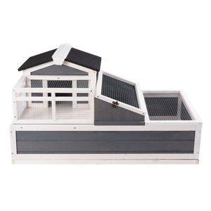 Enclos en bois pour tortues à 3 pièces, habitat à 2 étages avec balcon et rampe, structure de jeu intérieure/extérieure pour tortues - Product Image 4