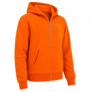 Custom Logo Mens Zip Hoodie Heavy Weight Fleece Full Zipper Hooded Sweatshirt Split Kangaroo Pocket Casual Blank Men Zip Hoodie - Product Image 3