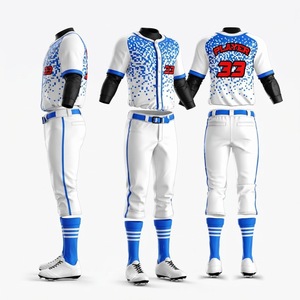 Custom Digital Printed Baseball Uniform <b>Men</b> <b>White</b> Blue Pixel Design Player 33 Breathable Polyester Adult Team Jersey <b>Pants</b> Socks - Product Image 4