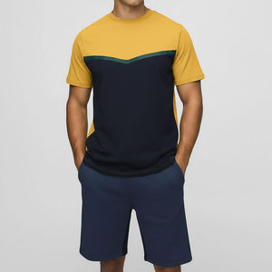 Conjunto de 2 Piezas Personalizado para Hombre, Camiseta y Pantalones Cortos de Algodón 100%, Corte Regular, Estampado con Bloques de Color, Logotipo Personalizado, Ropa Urbana Transpirable - Product Image 6