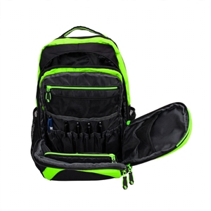 Sac à dos unisexe vert néon et noir, 2 compartiments zippés, sac de voyage, d'école ou de sport, 30-40L, résistant à l'eau, avec coussin d'air - Product Image 5