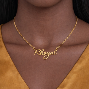 Rhoyal <b>Name</b> Necklace Gold Tone Custom Script Pendant Women Minimalist Jewelry Elegant <b>Chain</b> Gift Stylish - Product Image 4