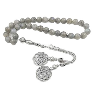 Tasbih-Bracelet musulman en pierre de Labradorite grise naturelle misbaha, 33 perles, cadeau islamique (10mm x 33 perles) - Product Image 1
