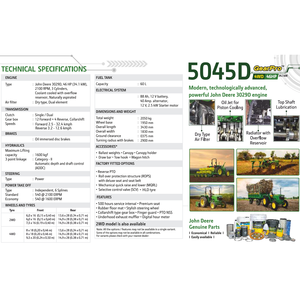 รถแทรกเตอร์ล้อ 5045D PowerPro GearPro LiftPro 46 แรงม้า 2100 รอบต่อนาที พร้อมพวงมาลัย ระยะเวลารับบริการ 500 ชั่วโมง ประสิทธิภาพสูง คุณภาพดี - Product Image 6