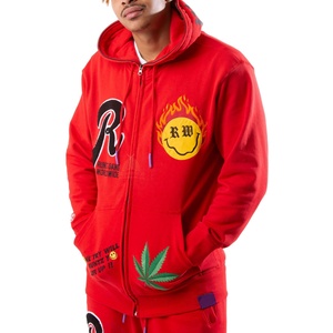 Sudadera con capucha personalizable de 100% algodón mezclado con cremallera de cara completa para hombres de gran tamaño pesado GSM manga larga transpirable cremallera completa con capucha - Product Image 4