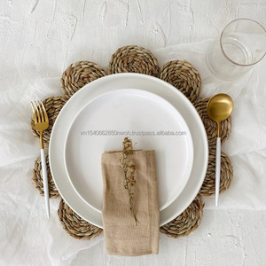 Vietnam Natural Fringe <b>Round</b> Handmade Seagrass Charger Plates Straw Decoration Table Mat Water Hyacinth <b>Placemat</b> Kitchen Wedding - Product Image 2