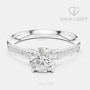 Bague de fiançailles en diamant de laboratoire certifié IGI 0,80 carat, or blanc 14 carats, taille ronde, F+ VS+, pavé, bijoux pour femmes - Product Image 1