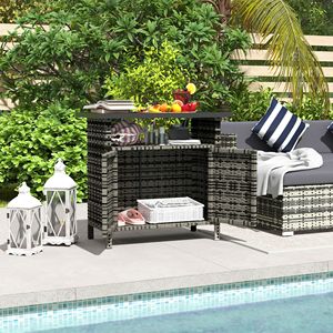 Armadio da Esterno in Vimini Grigio Misto con Due Ante e Ripiano per Organizzazione Asciugamani Piscina - Product Image 2