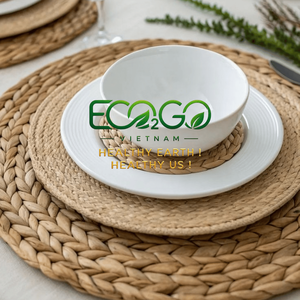 แผ่นรองจานสานหวายวินเทจทำมือ Eco2go เวียดนาม สไตล์เรียบง่ายเป็นธรรมชาติ เหมาะสำหรับร้านอาหาร รีสอร์ท โรงแรม ตกแต่งโต๊ะอาหาร - Product Image 4