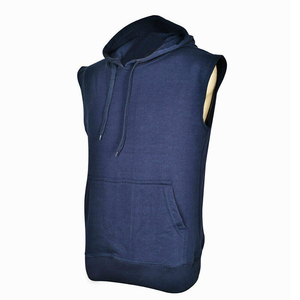 <b>Men's</b> <b>Sleeveless</b> Hooded Solid Color Knitted Casual <b>Hoodie</b> Regular Fit Pocket Design Autumn Wear <b>Hoodie</b> Available <b>For</b> Online Sale - Product Image 2