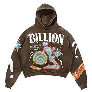 Custom Hoodie OEM Men’s Heavyweight 100% Cotton French Terry Hoodie Oversized Vintage Streetwear Acid Wash Distressed <b>Applique</b> - Product Image 5