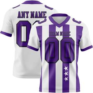 Nueva Llegada, Camiseta de Fútbol Blanca y Morada, Uniforme de Equipo de Alto Rendimiento, 160 GSM, Poliéster, Colores y Tallas Personalizables, Fabricante OEM ODM - Product Image 1
