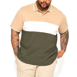 mens color block polo shirt beige olive <b>white</b> <b>panel</b> short sleeve breathable cotton custom logo casual wear bulk supply - Product Image 3