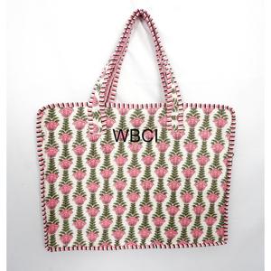WBCI กระเป๋าใส่แล็ปท็อปดีไซน์ใหม่สวยงาม ลายดอกไม้สีชมพู ผ้าทอ ลำลอง ความจุขนาดใหญ่ มีหูหิ้ว ปิดด้วยซิป - Product Image 6