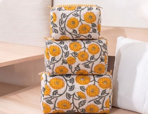 Cosmetic Pouch <b>Toiletry</b> Wash <b>Bag</b> Handmade Block Printed Cotton Makeup <b>Bag</b> Cosmetic <b>Bags</b> & Cases Multi-Function Travel Pouches - Product Image 5