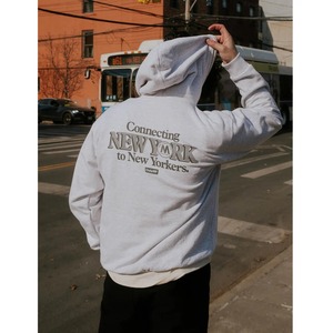 Sweat à capuche blanc personnalisé avec imprimé NYC Transit Style Streetwear minimaliste-Sweat à capuche confortable en coton mélangé pour hommes et femmes - Product Image 2