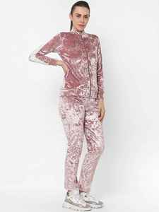 Conjunto de 2 piezas de terciopelo para mujer, diseño nuevo de primera calidad, cintura alta, cuello redondo, chándal de velour para mujer - Product Image 4