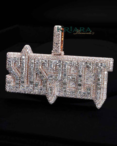 Moissanite Pendant <b>Letter</b> Shape Brilliant Cut 925 Silver Plated 14K Gold Plated 18K Gold Plated Unisex Hiphop Themed Party - Product Image 2