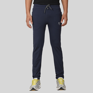 Pantalon de survêtement sport bleu quatre directions avec bande latérale, logo personnalisable, impression HD, délavage coloré, 100 % polyester, séchage rapide, tailles homme M/L/XL - Product Image 1