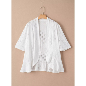 Kimono Cardigan Ouvert pour Femme, Léger et Respirant en Coton à Motifs Brodés, Idéal pour la Plage en Été, Couleurs Personnalisables Disponibles - Product Image 3