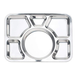 Plateau alimentaire rectangulaire en acier inoxydable à plusieurs compartiments pour le déjeuner, le dîner et la présentation des aliments - Product Image 2