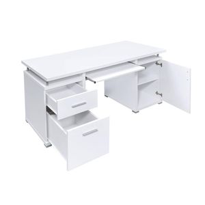 Scrivania Computer da ufficio da 55 pollici bianca con 2 cassetti - Product Image 3