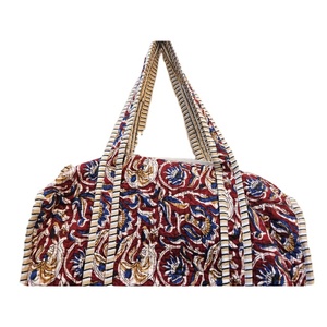 Indian handmade Block Print Cotton Duffle <b>Bag</b> for Women Quilted Floral Overnight Travel <b>Bag</b> Perfect Gift for her <b>Beach</b> wear - Product Image 4