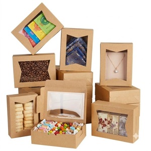 Custom Recyclable Kraft Paper Self Erecting Boxes With Clear <b>Window</b> For Gift Craft Packaging Rectangle Shape Plastic Liner - Product Image 2
