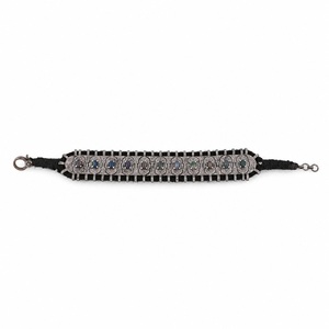 Luxury 925 Sterling Silver Threaded <b>Bracelet</b> with Natural Black <b>Opal</b> & Diamond for Women-Wedding Party & Gift Jewelry - Product Image 1
