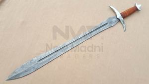 DAMAS FAIT À LA MAIN WRAP CUIR POIGNÉE VIKING ÉPÉE NMT-2544 - Product Image 6