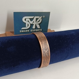 Classic Metal Craft Magnetic Copper Cuff <b>Bangle</b> <b>Engraved</b> Pattern Adjustable Open Bracelet Handmade - Product Image 5